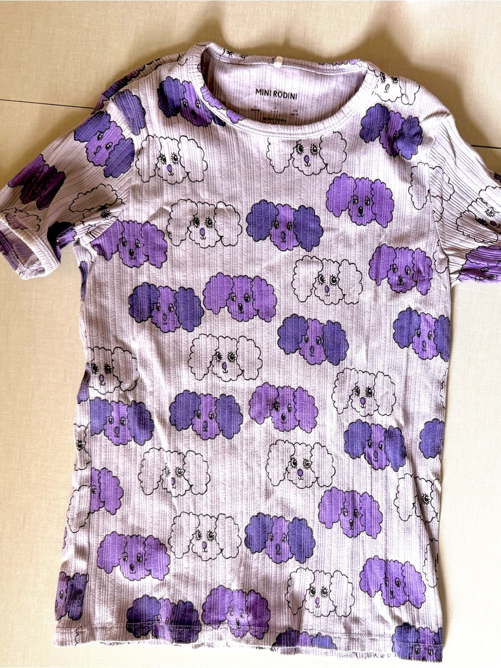 Mini Rodini Lilac and White Cloud Dog Print Rib Tee